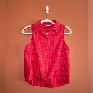 NEW Hot Pink Aeropostale Checked Sleeveless Camp Shirt Womens Size S